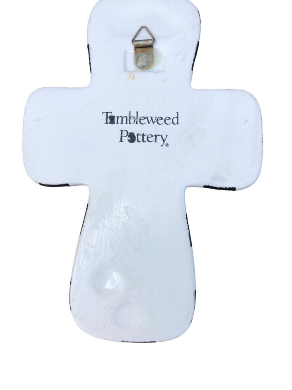 Tumbleweed Pottery Cross Hand Painted Ceramic Wall Hanging Cottage Core Decor Fa - Picture 5 of 6